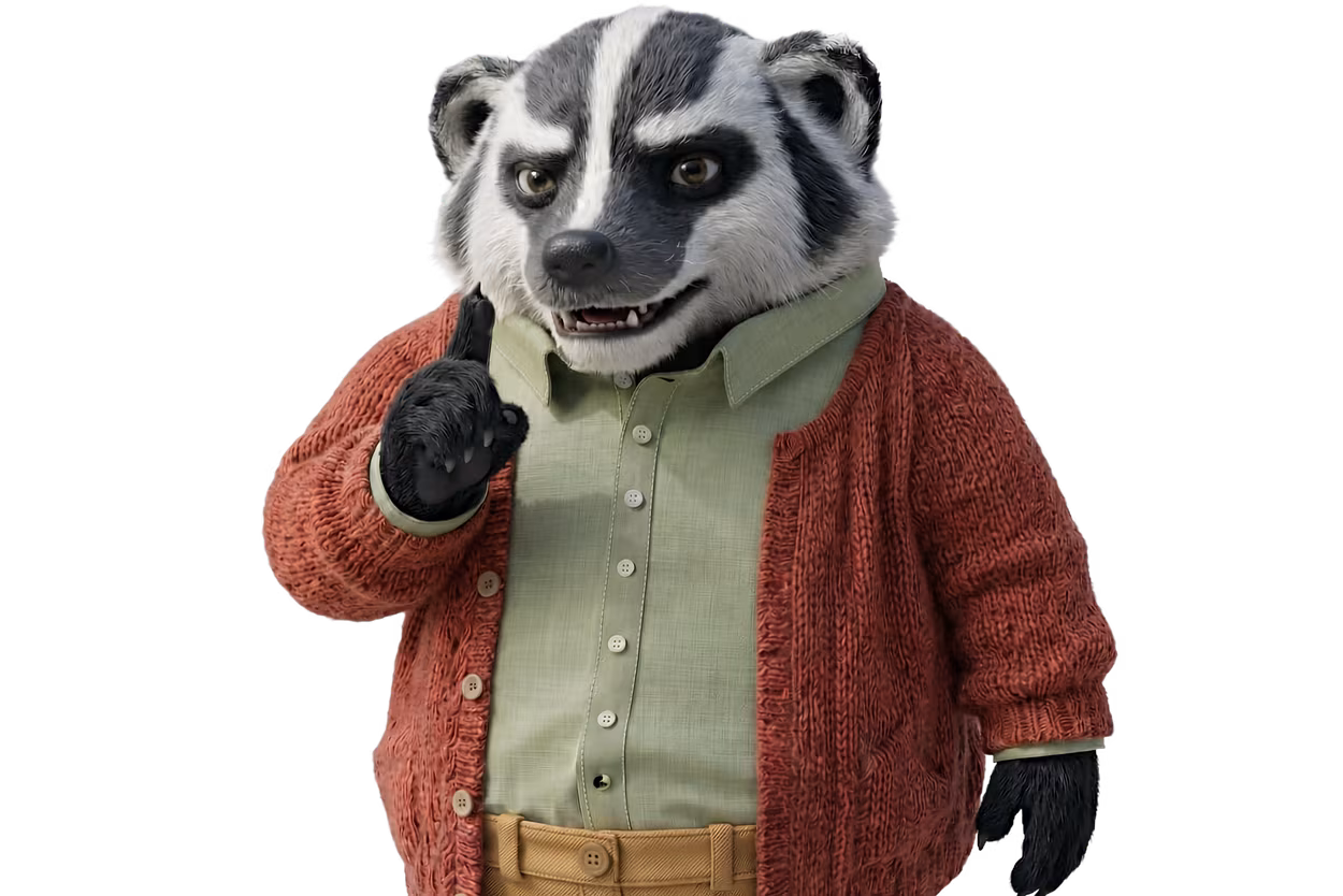 LegitWebDev mascot Barry Wilder pointing up with a eureka realization about how honest web development practices is the way to go.