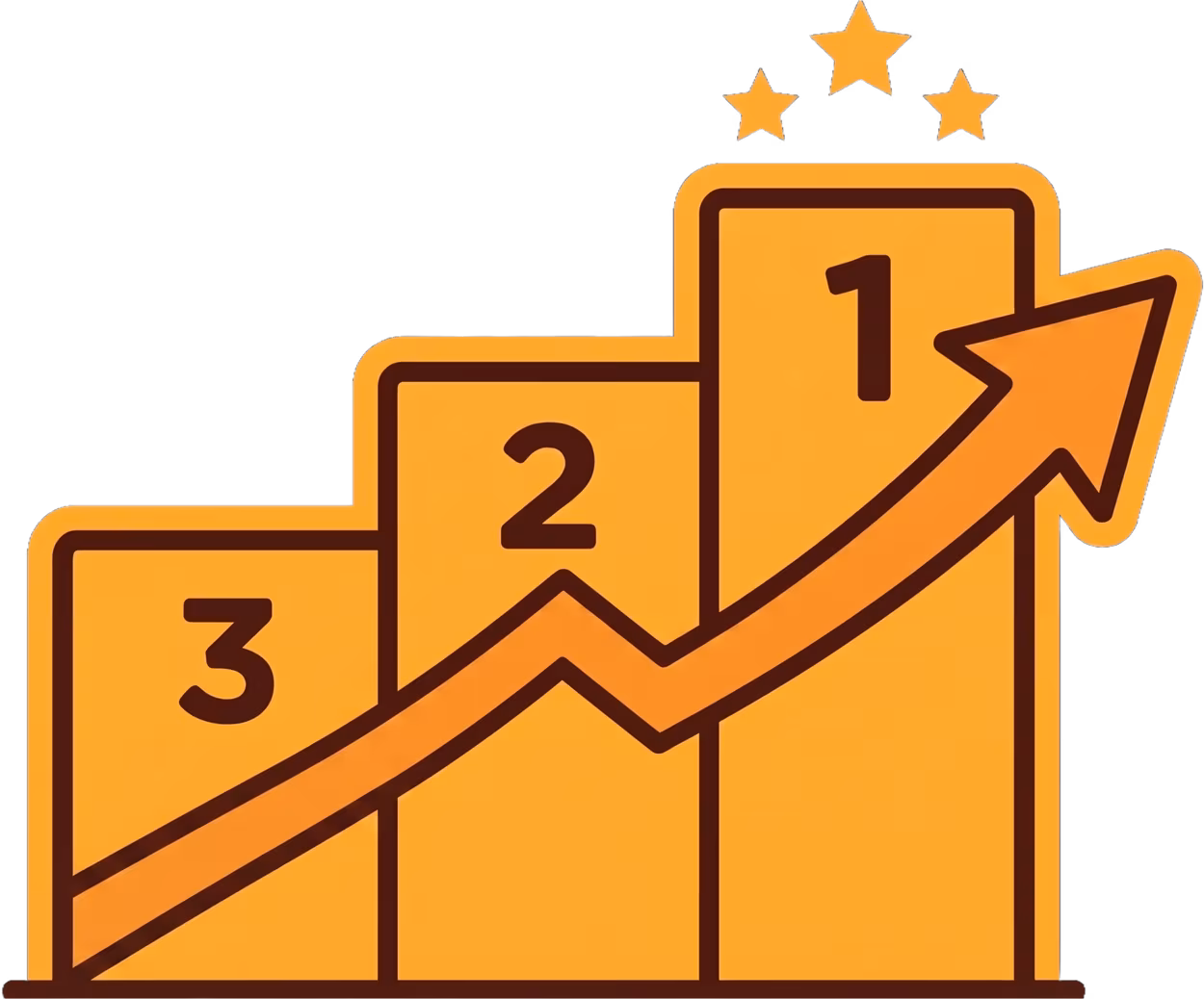 A 2D icon representing Google rankings growth from better website speed.
