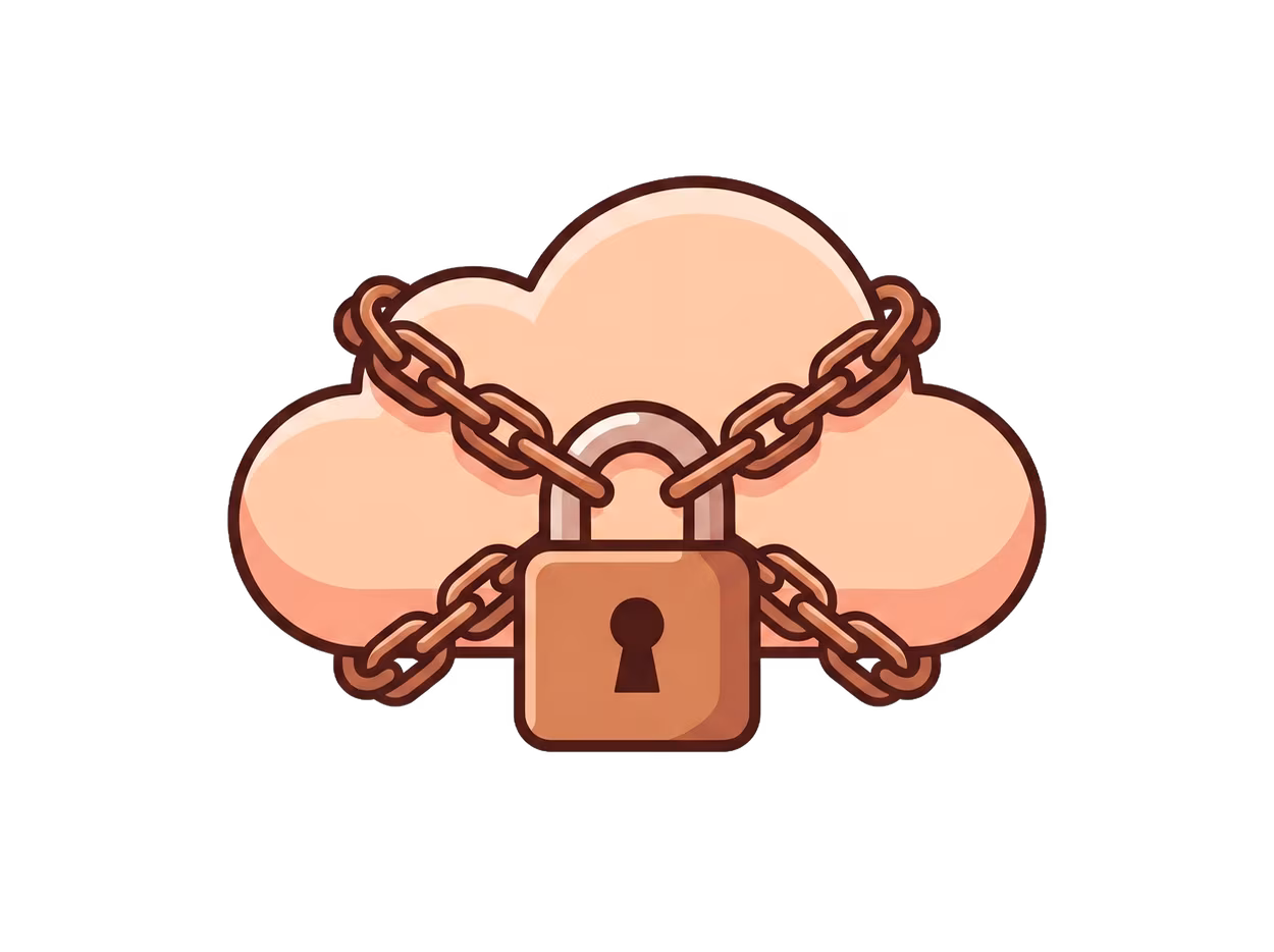 Icon showing cloud in chains meaning that you are not locked into any specific hosting with LegitWebDev services.