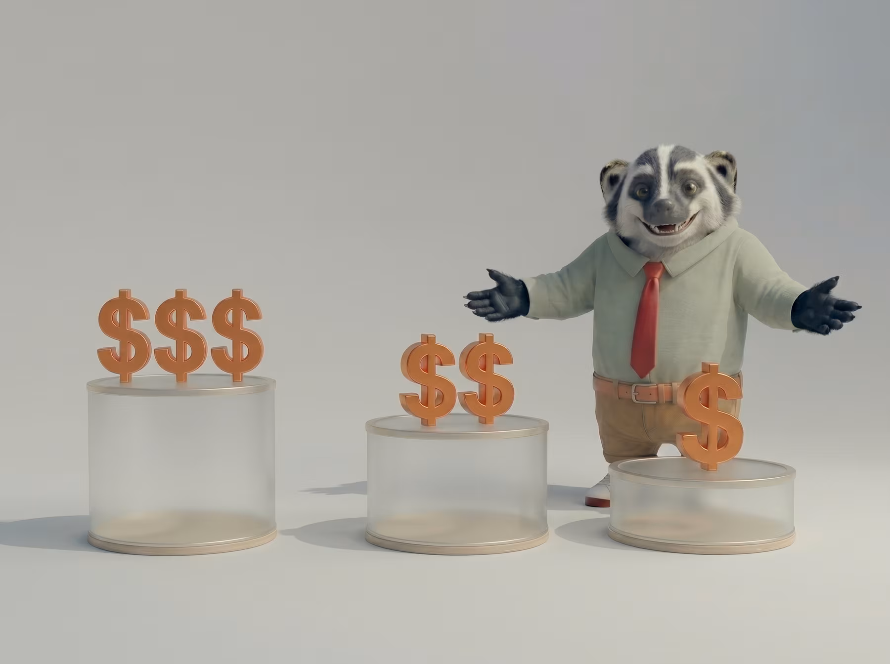 American Badger mascot presents fixed-price packages for website creation services.